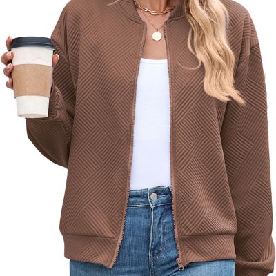 Women  Textured Casual Lightweight Trendy Outerwear  Coat